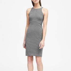 Banana Republic Ponte Racerback Sheath Dress in Heathered Grey